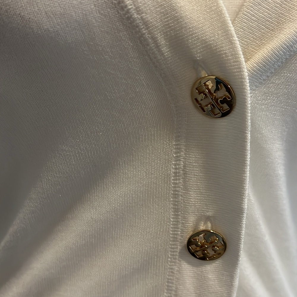 Tory Burch Sheer Cardigan with Signature buttons - Picture 2 of 7